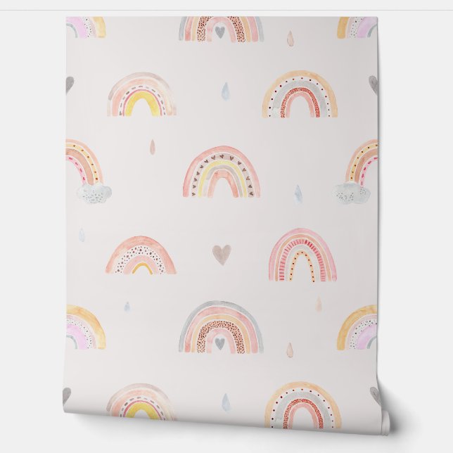 Wasserfarbe handbemalt niedliche Regenbogen Tapete (Abrollen)
