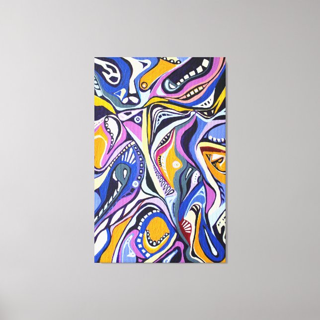 Wasserfarbe Handgestrichen Moderne Retro Artdeco Leinwanddruck (Vorderseite)