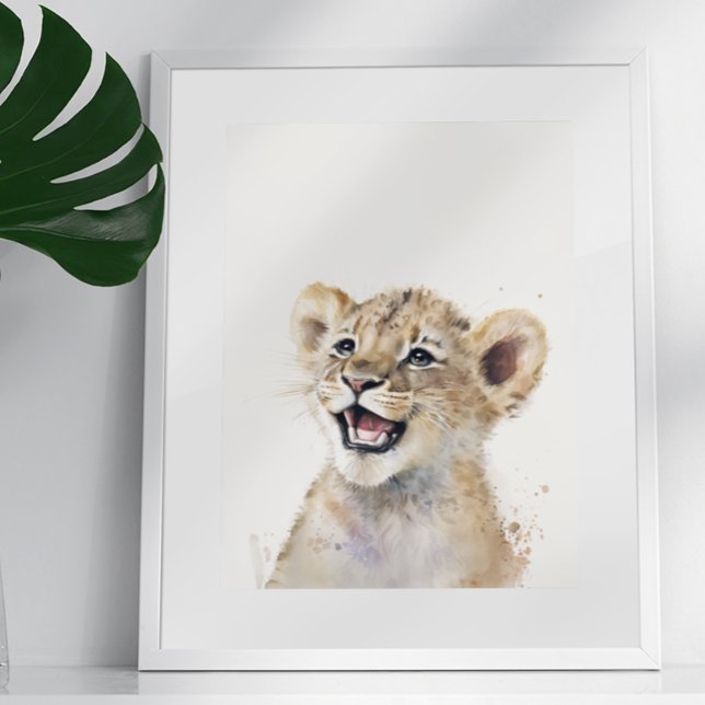 Wasserfarbe Happy Lion Baby Kinderzimmer Jungle Sa Poster (Von Creator hochgeladen)