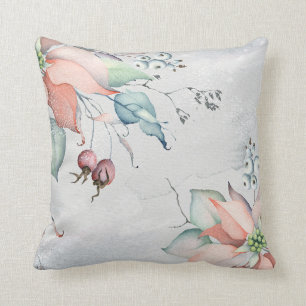 Wasserfarbe Heilige Berries und Poinsettias Weihna Kissen