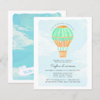 Wasserfarbe Heißluftballon Babydusche