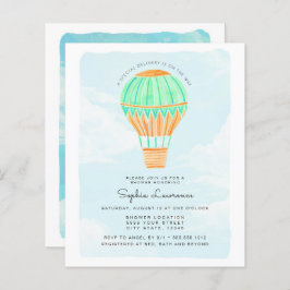 Wasserfarbe Heißluftballon Babydusche