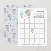 Wasserfarbe Heißluftballon Babydusche Bingo