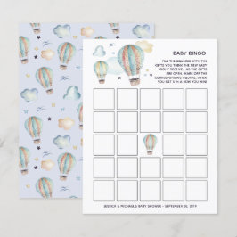 Wasserfarbe Heißluftballon Babydusche Bingo Einladung