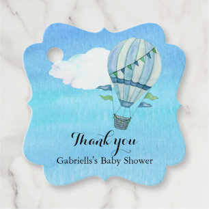 Wasserfarbe Heißluftballon Babydusche Danke Geschenkanhänger