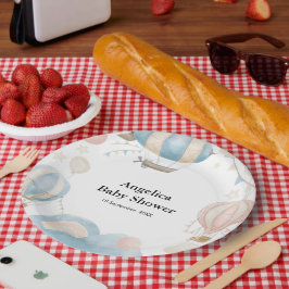 Wasserfarbe Heißluftballon Babydusche Pappteller