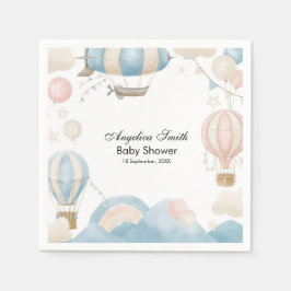 Wasserfarbe Heißluftballon Babydusche Serviette