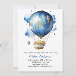 Wasserfarbe Heißluftballon Boy Babydusche Einladung