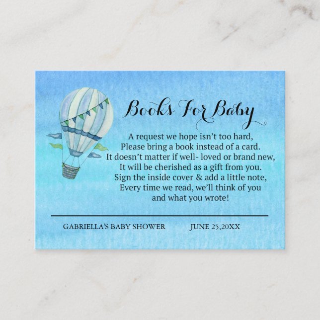 Wasserfarbe Heißluftballon Buchanfrage Begleitkarte (Vorderseite)