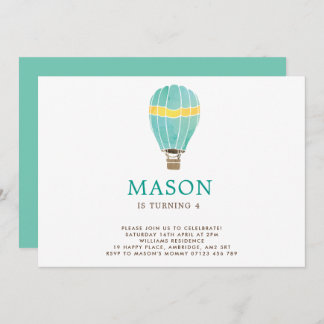Wasserfarbe Heißluftballon Geburtstag Einladung