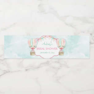 Wasserfarbe Heißluftballon Minze Pink Peach Wasserflaschenetikett