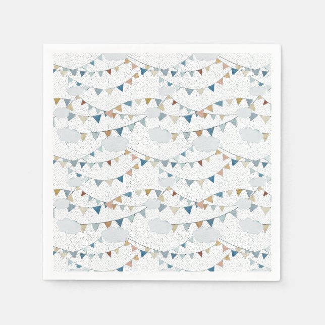 Wasserfarbe Heißluftballon Mix // Kindergeburt Serviette (Vorderseite)