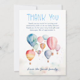 Wasserfarbe Heißluftballons Babydusche Danke