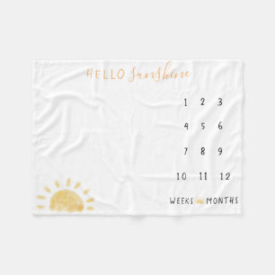 Wasserfarbe "Hello Sunshine" Baby Milestone Fleecedecke