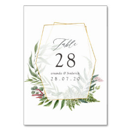 Wasserfarbe Herbarium Geometrische Hochzeit Tischnummer