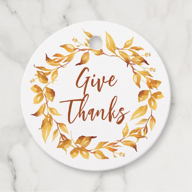 Wasserfarbe Herbst Blätter Kranz. Rund Geschenkanhänger (Vorderseite)