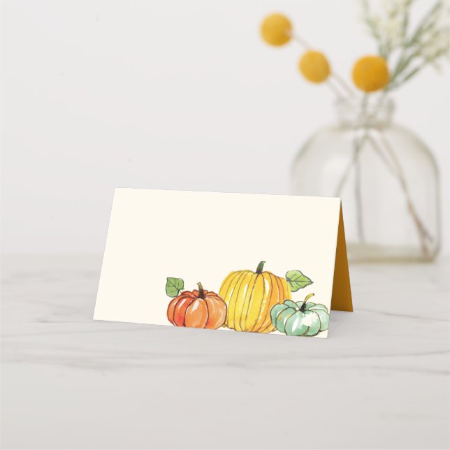Wasserfarbe Herbst Erntedank Pumpen Platzkarte (Vorderseite)