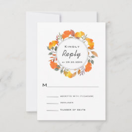 Wasserfarbe Herbst Herbstkranz Hochzeit RSVP Karte