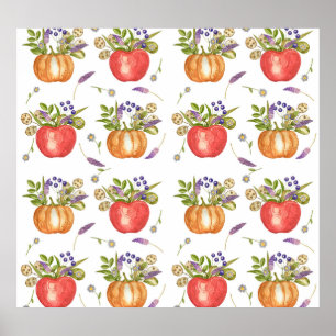 Wasserfarbe Herbst, Nahtlose Zusammensetzung. Poster