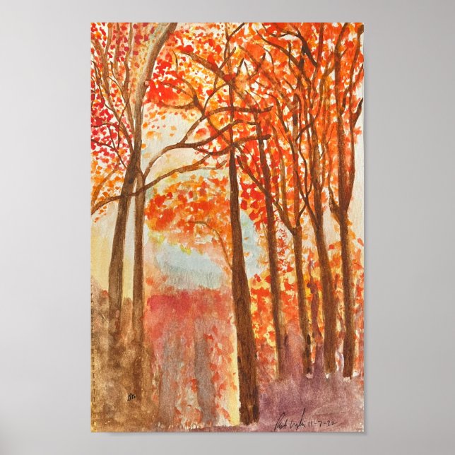 Wasserfarbe Herbst Woods Poster (Vorne)