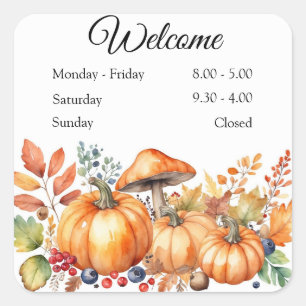 Wasserfarbe Herbstpumpen Quadratischer Aufkleber