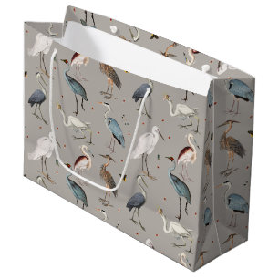 Wasserfarbe Heron Bird Egret Nattern Muster Große Geschenktüte