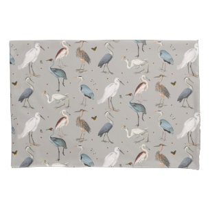 Wasserfarbe Heron Bird Egret Nattern Muster Kissenbezug
