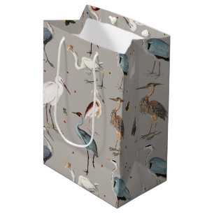 Wasserfarbe Heron Bird Egret Nattern Muster Mittlere Geschenktüte