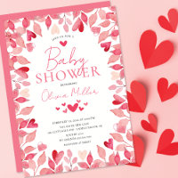 Wasserfarbe Herz Babydusche Einladung