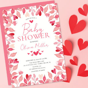 Wasserfarbe Herz Babydusche Einladung