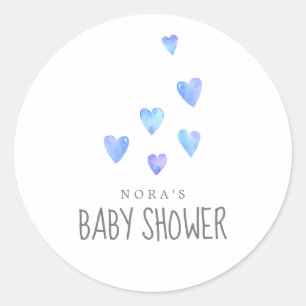 Wasserfarbe Herz Boy Baby Dusche Umschlag Aufklebe Runder Aufkleber