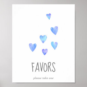 Wasserfarbe Herz Boy Baby Duschfavoriten Schild