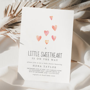 Wasserfarbe Herz Kleine Sweetheart Babydusche Einladung