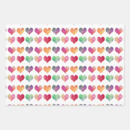 Wasserfarbe Herz Valentins Wrapping Paper Geschenkpapier Set