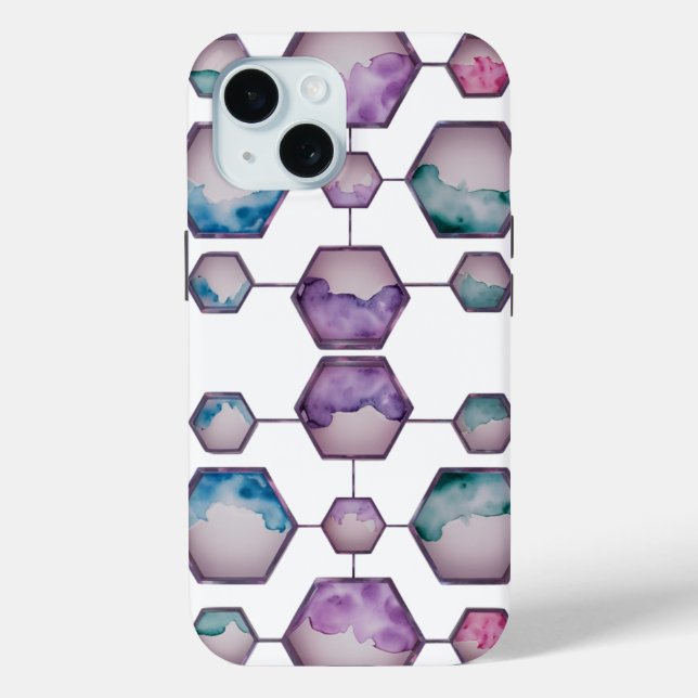 Wasserfarbe Hexagon Art - iPhone 15 Fall Case-Mate iPhone Hülle (Rückseite)