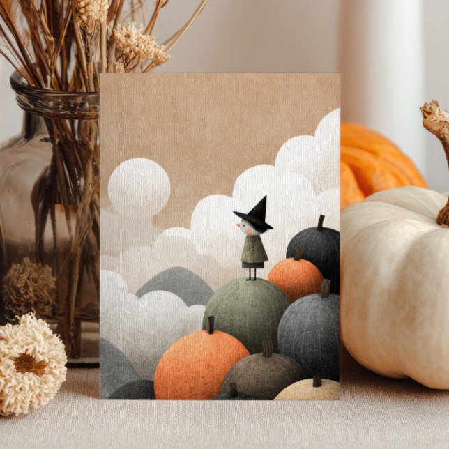 Wasserfarbe Hexe Spooky Niedliches Minimalistische Karte (Von Creator hochgeladen)