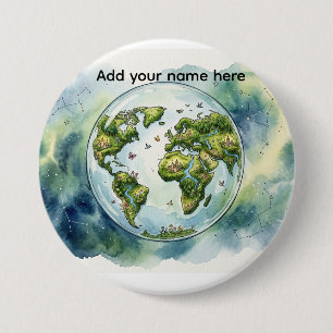Wasserfarbe Himmelsglobus Benutzerdefiniertes Abze Button