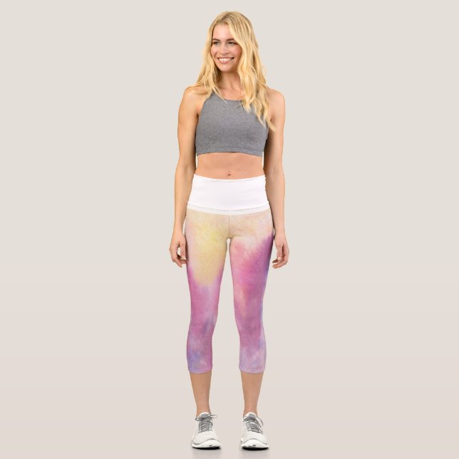 Wasserfarbe Hochwaisted Capris (Vorderseite)
