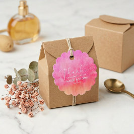 Wasserfarbe-Hochzeit in heißem Rosa und Orange Geschenkanhänger