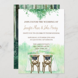 Wasserfarbe Hochzeit mit rustikalem Stil Einladung