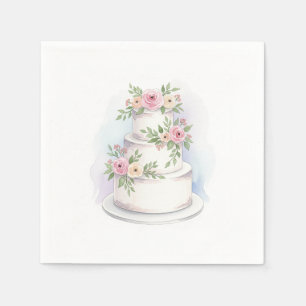 Wasserfarbe Hochzeitskuchen Standard Cocktail Napk Serviette