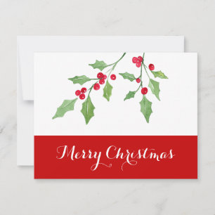 Wasserfarbe Holly Sprigs Mitteilungskarte