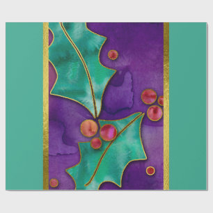 Wasserfarbe Holries Lila grüner Roter Urlaub Geschenkpapier