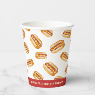 Wasserfarbe Hot Dog Geburtstagspapier Cups - Kinde Pappbecher