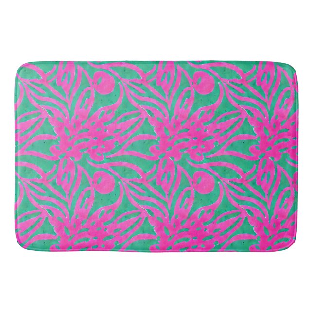 Wasserfarbe Hot Pink Aqua Übergröße Damaskus Inspi Badematte (Vorderseite)