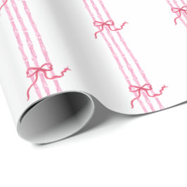 Wasserfarbe Hot Pink Bows & Bamboo Geschenkpapier