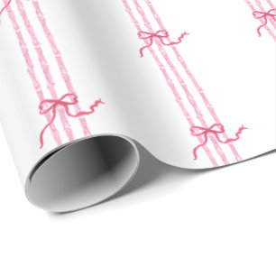 Wasserfarbe Hot Pink Bows & Bamboo Geschenkpapier