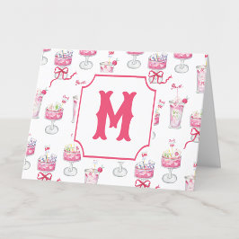 Wasserfarbe Hot Pink Mahjong Cocktails Dankeskarte