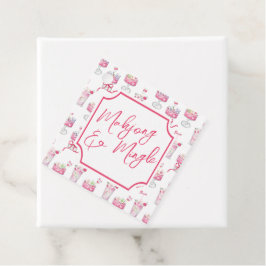 Wasserfarbe Hot Pink Mahjong Cocktails Geschenkanhänger