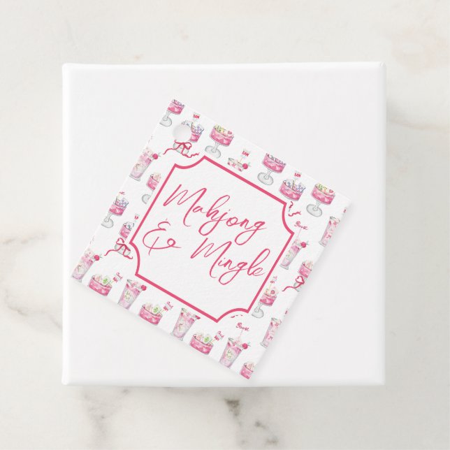 Wasserfarbe Hot Pink Mahjong Cocktails Geschenkanhänger (Beispiel)